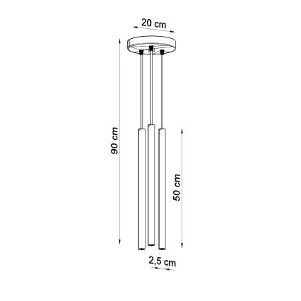 Hanglamp aan een koord PASTELO 3xG9/8W/230V goud