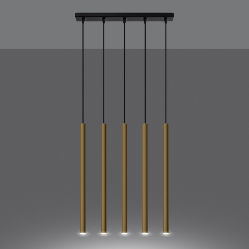 Hanglamp aan een koord PASTELO 5xG9/8W/230V goud