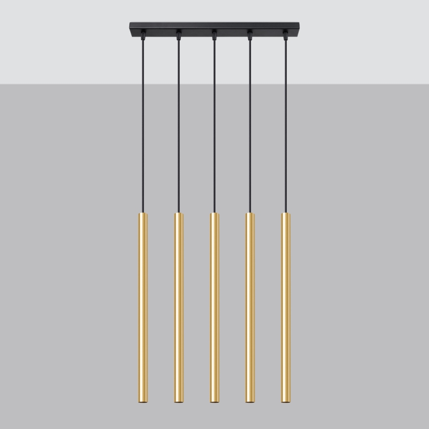 Hanglamp aan een koord PASTELO 5xG9/8W/230V goud