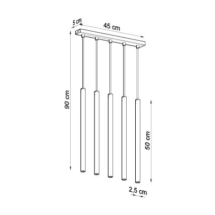 Hanglamp aan een koord PASTELO 5xG9/8W/230V goud