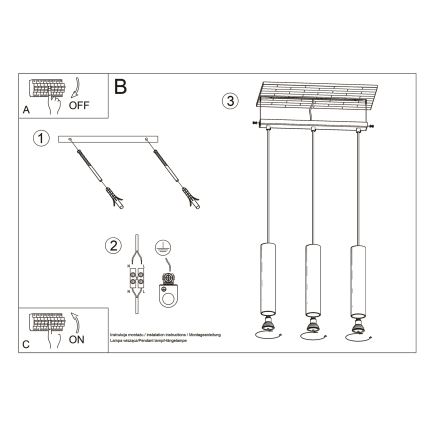 Suspension filaire LAGOS 3xGU10/10W/230V doré