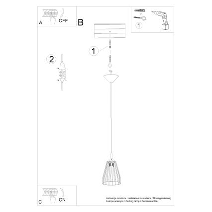 Hanglamp aan een koord LEYO 1xE27/15W/230V zwart