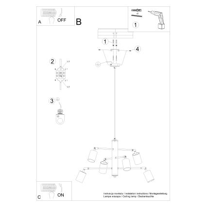 Suspension filaire LEMMI 6xGU10/10W/230V noir