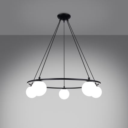 Hanglamp aan een koord YOLI 5xG9/8W/230V zwart