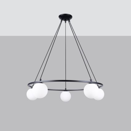 Hanglamp aan een koord YOLI 5xG9/8W/230V zwart