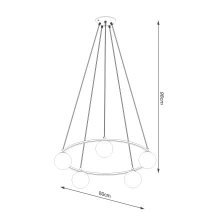 Suspension filaire YOLI 5xG9/8W/230V noir