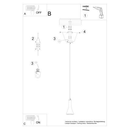 Hanglamp aan een koord REA 1xE14/12W/230V beton