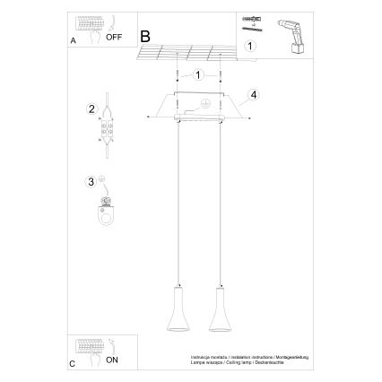 Hanglamp aan een koord REA 2xE14/12W/230V beton