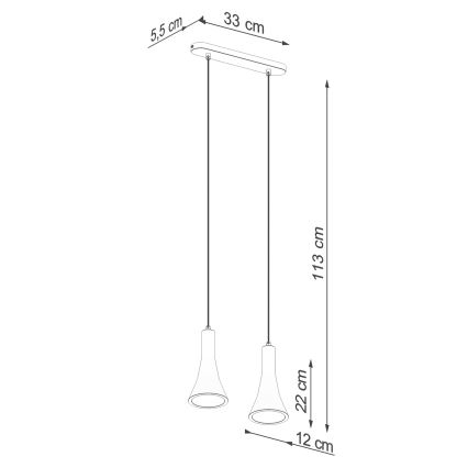 Suspension filaire REA 2xE14/12W/230V béton