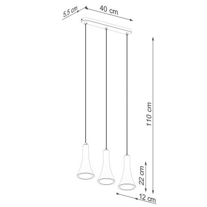 Hanglamp aan een koord REA 3xE14/12W/230V beton