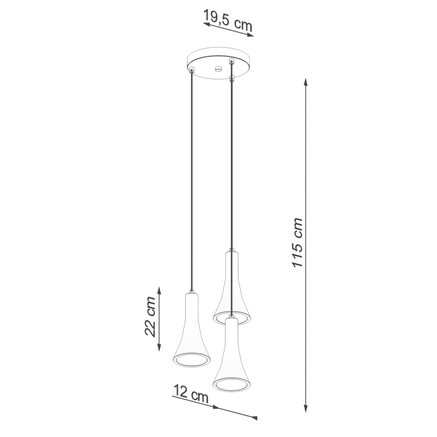 Hanglamp aan een koord REA 3xE14/12W/230V beton