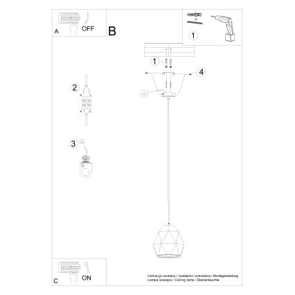 Hanglamp aan een koord MINT 1xE27/15W/230V keramiek