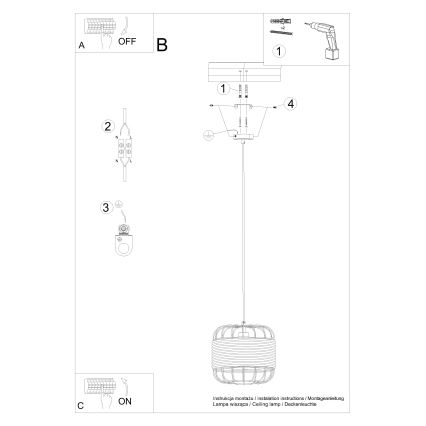 Hanglamp aan een koord FOST 1xE27/15W/230V