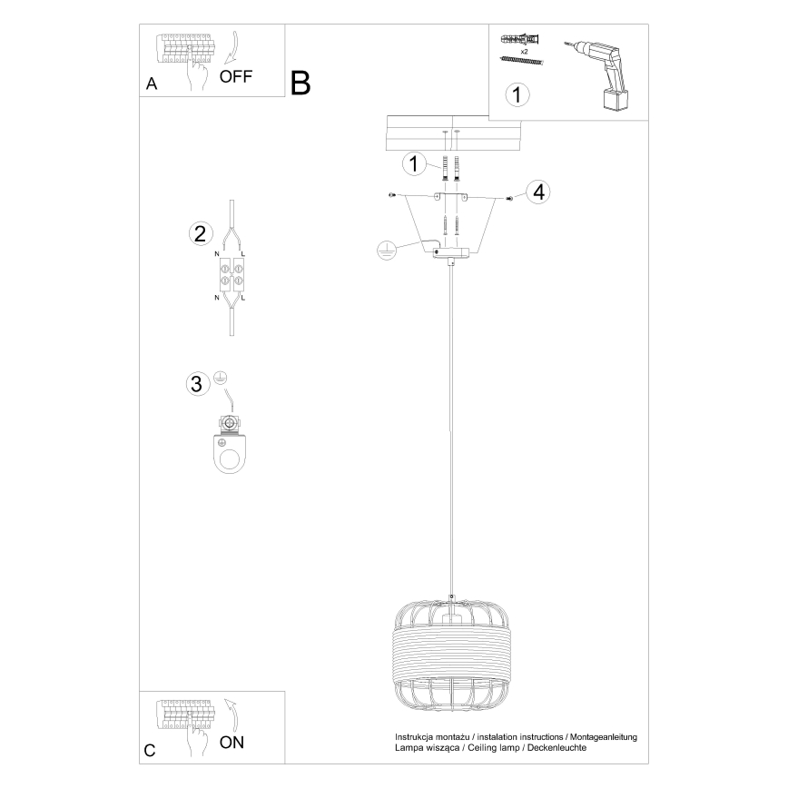 Hanglamp aan een koord FOST 1xE27/15W/230V