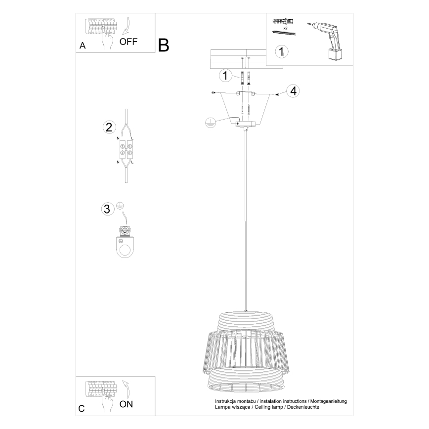 Hanglamp aan een koord BRILO 1xE27/15W/230V