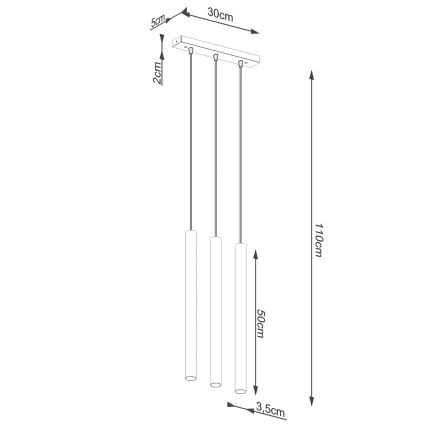 Suspension filaire PASTELO 3xG9/8W/230V hêtre