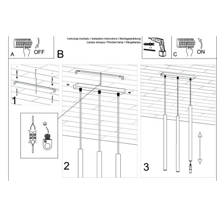 Suspension filaire PASTELO 3xG9/8W/230V hêtre