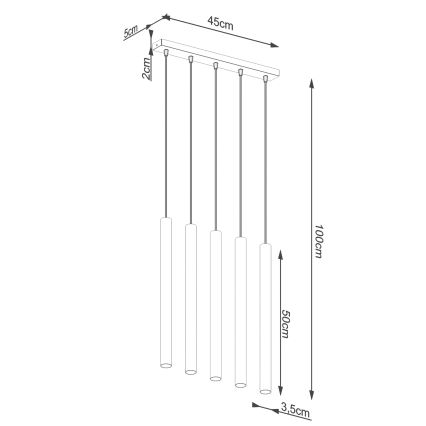 Hanglamp aan een koord PASTELO 5xG9/8W/230V beuken