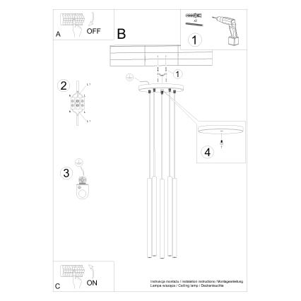 Suspension filaire PASTELO 5xG9/8W/230V hêtre