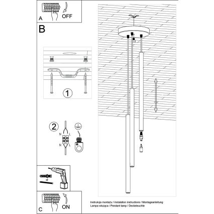 Hanglamp aan een koord PASTELO 3xG9/8W/230V beton