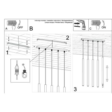 Hanglamp aan een koord PASTELO 5xG9/8W/230V beton