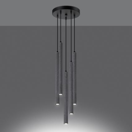 Hanglamp aan een koord PASTELO 5xG9/8W/230V beton