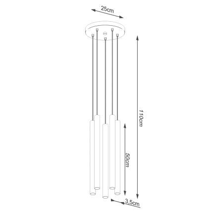 Suspension filaire PASTELO 5xG9/8W/230V béton