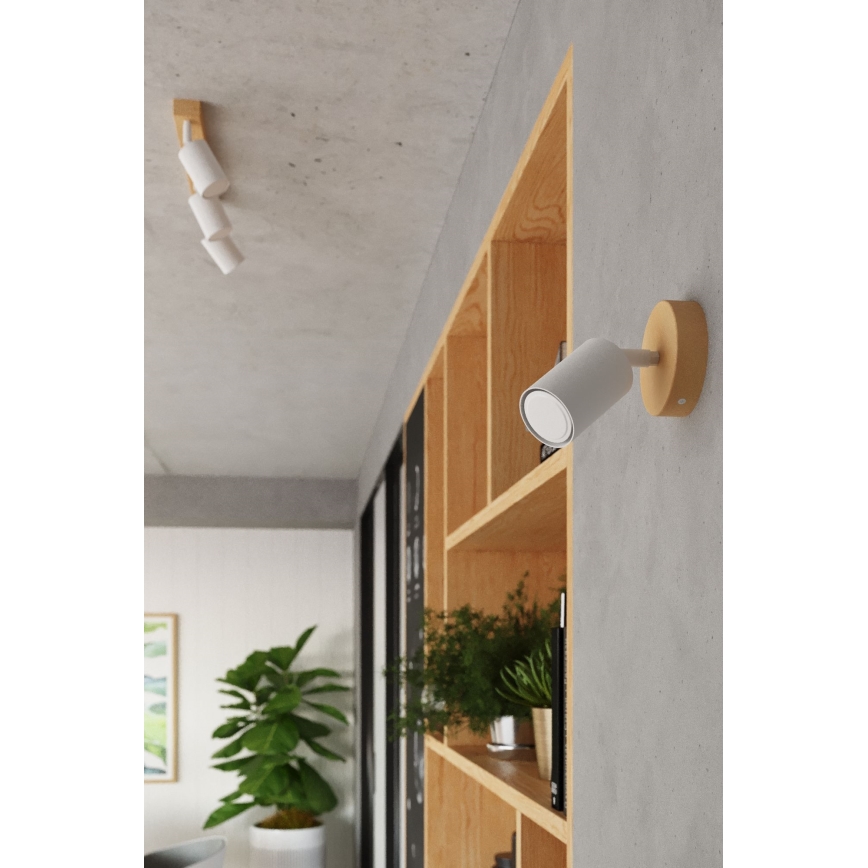 Spot mural VERDO 1xGU10/10W/230V blanc/hêtre
