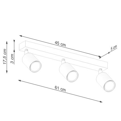 Spot VERDO 3xGU10/10W/230V wit/beuken