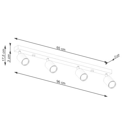 Spot VERDO 4xGU10/10W/230V wit/beuken