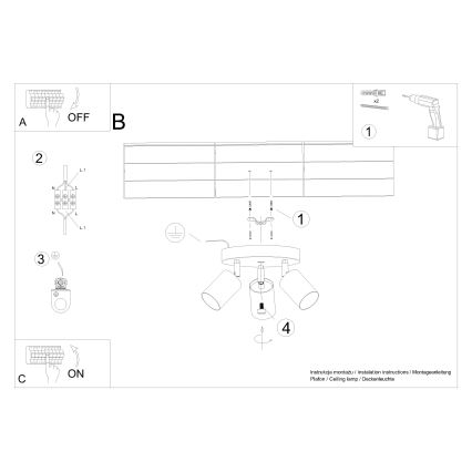 Spot VERDO 3xGU10/10W/230V zwart/beuken