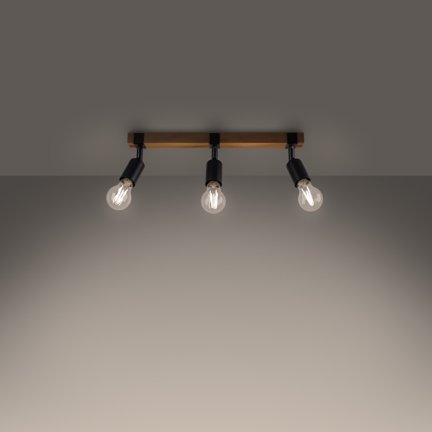 Spot ZUCA 3xE27/15W/230V zwart/eiken