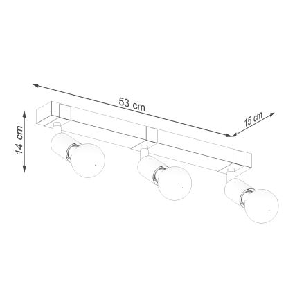 Spot ZUCA 3xE27/15W/230V zwart/eiken