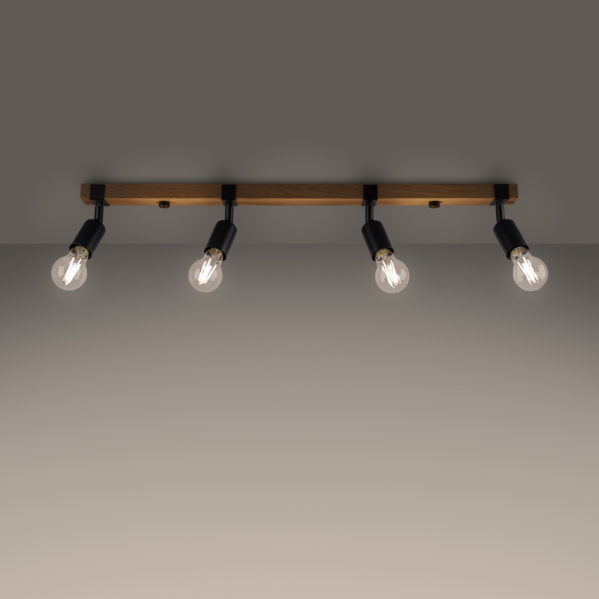 Spot ZUCA 4xE27/15W/230V zwart/eiken