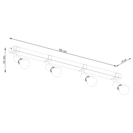 Spot ZUCA 4xE27/15W/230V zwart/eiken