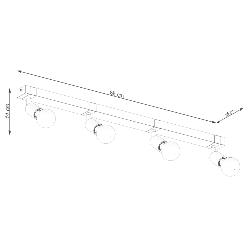 Spot ZUCA 4xE27/15W/230V zwart/eiken