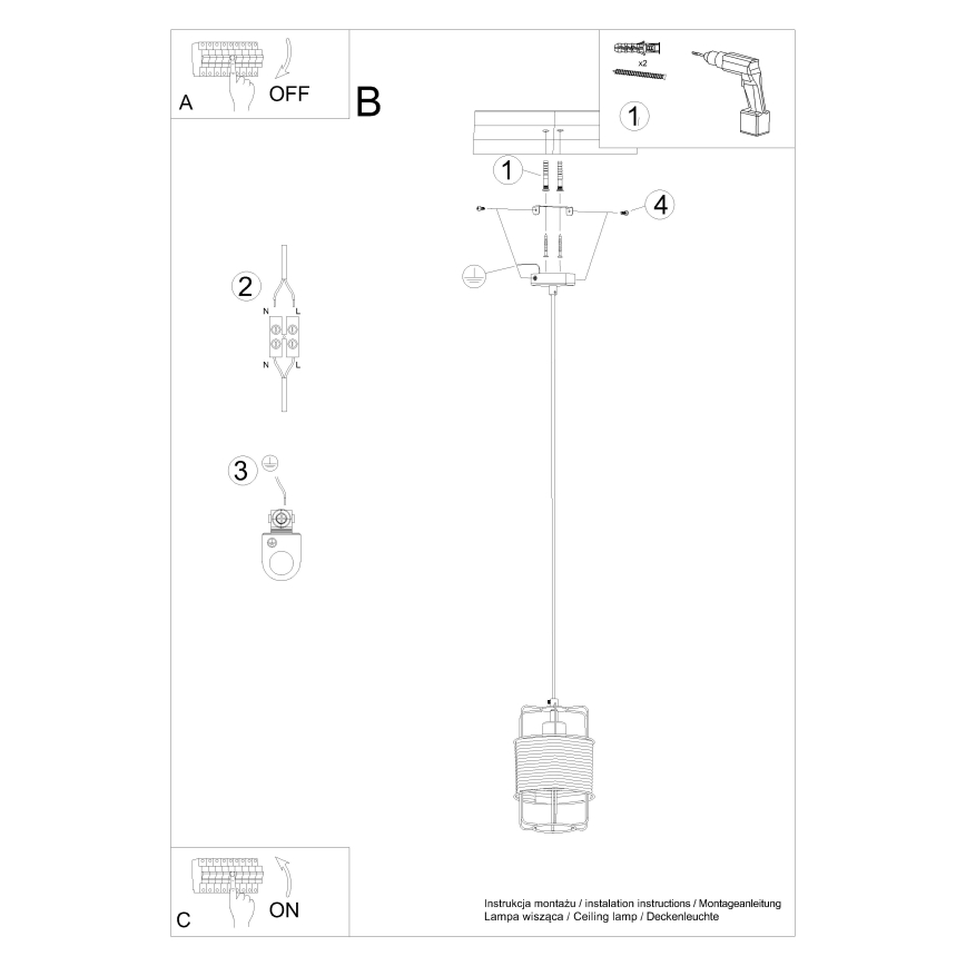 Hanglamp aan een koord GIZUR 1xE27/15W/230V