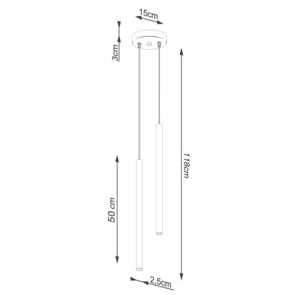 Hanglamp aan een koord PASTELO 2xG9/8W/230V wit