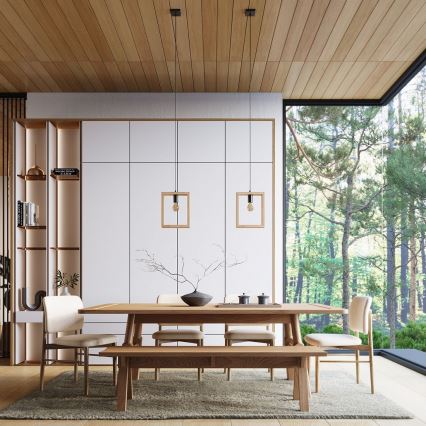 Hanglamp aan een koord ARIES 1xE27/15W/230V beuken/beige