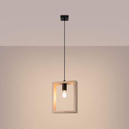 Suspension filaire ARIES 1xE27/15W/230V hêtre/beige