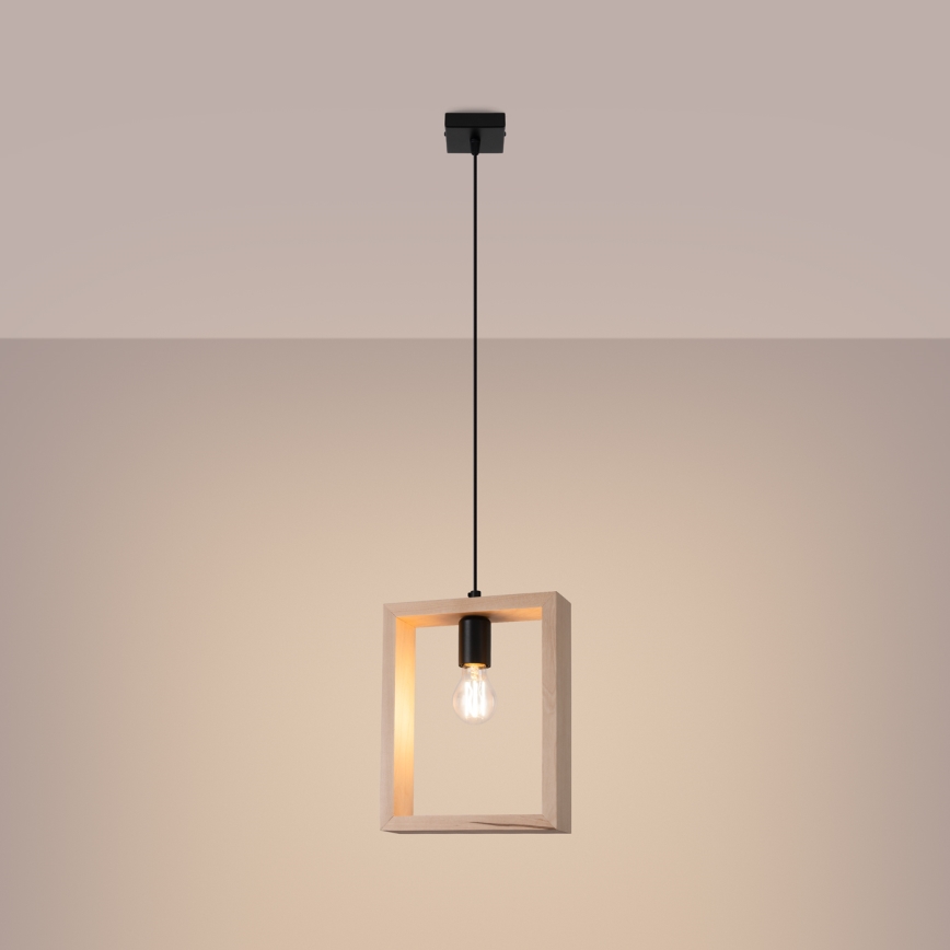 Suspension filaire ARIES 1xE27/15W/230V hêtre/beige