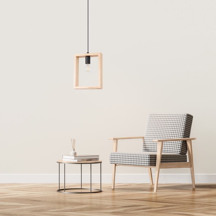 Suspension filaire ARIES 1xE27/15W/230V hêtre/beige