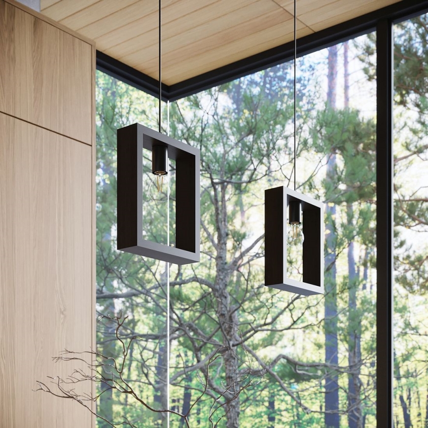 Hanglamp aan een koord ARIES 1xE27/15W/230V beuken/wengé