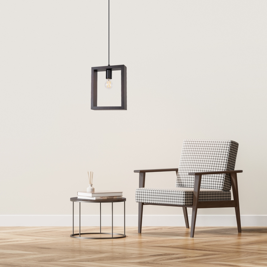 Hanglamp aan een koord ARIES 1xE27/15W/230V beuken/wengé
