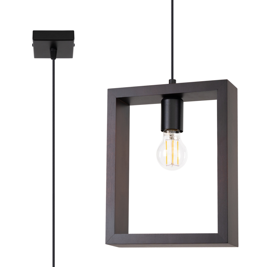 Hanglamp aan een koord ARIES 1xE27/15W/230V beuken/wengé