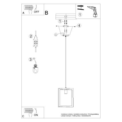 Hanglamp aan een koord ARIES 1xE27/15W/230V beuken/wengé