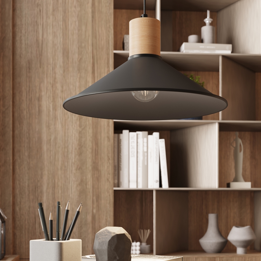 Hanglamp aan een koord JAGA 1xE27/15W/230V diameter 30 cm zwart