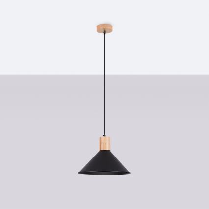 Hanglamp aan een koord JAGA 1xE27/15W/230V diameter 30 cm zwart