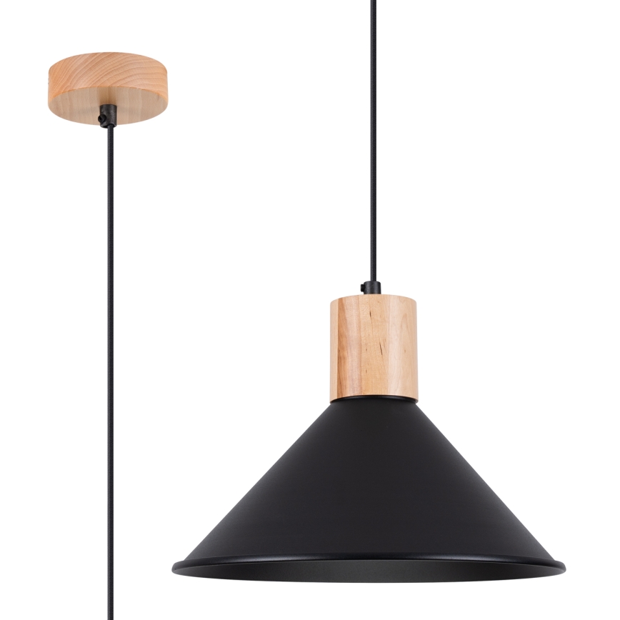 Hanglamp aan een koord JAGA 1xE27/15W/230V diameter 30 cm zwart