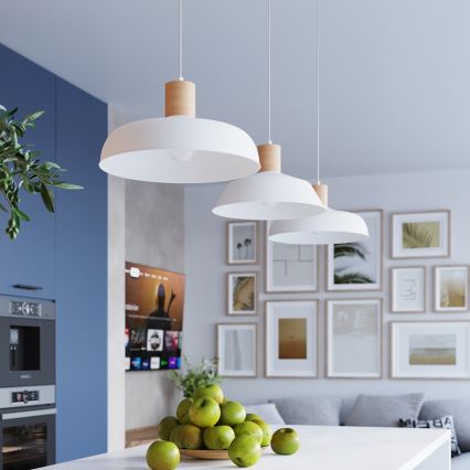 Hanglamp aan een koord INDY 1xE27/15W/230V diameter 38 cm wit